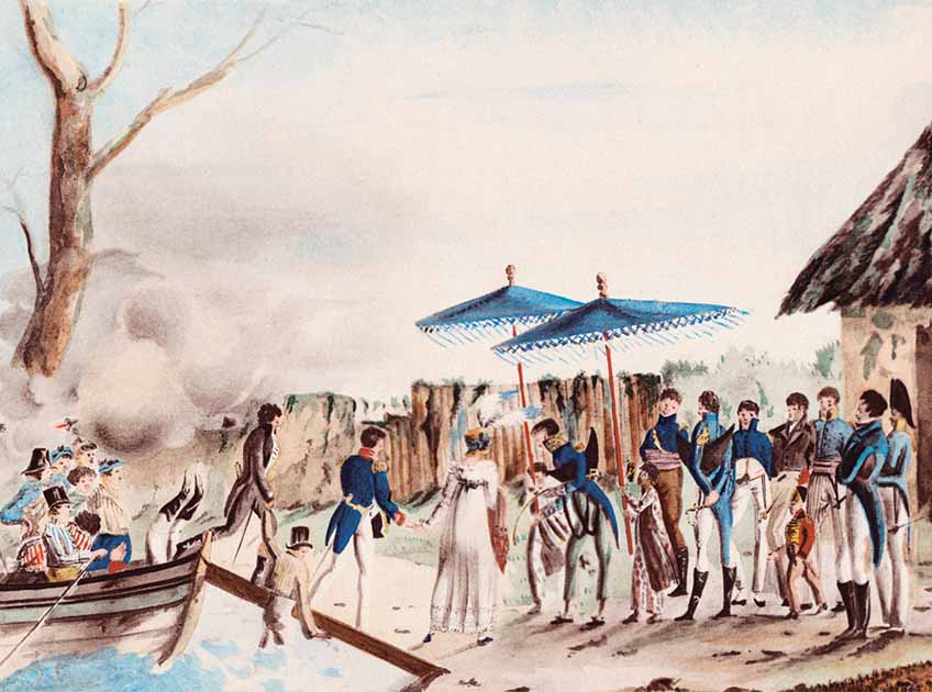 Rose de Freycinet coming to shore at Timor in 1819. (Public Domain) 