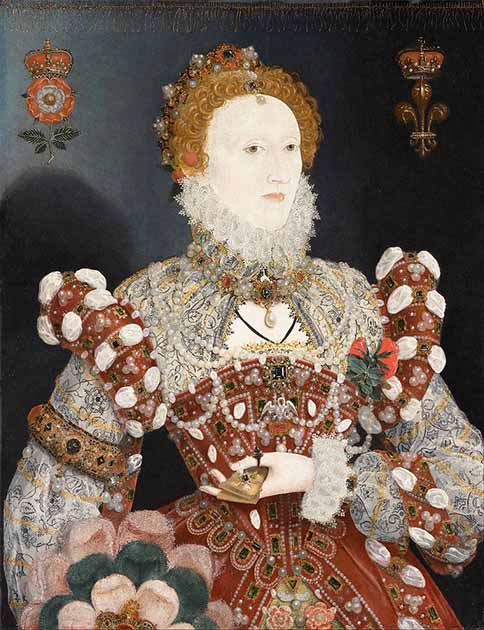 Portrait of Queen Elizabeth I (c. 1573 – 1575) by Nicholas Hilliard. (Public domain)