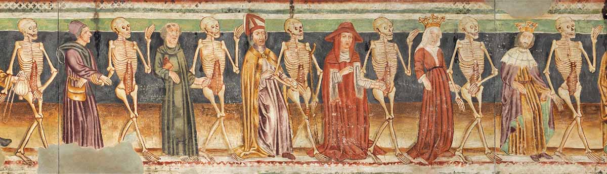 Detail of a replica of a 1490 Dance of Death fresco. National Gallery of Slovenia. (Public Domain) 