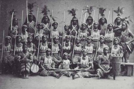Group portrait of the so called 'Dahomey Amazons' visiting Europe in 1891. Tropenmuseum. Source: National Museum of World Cultures / CC BY-SA 3.0